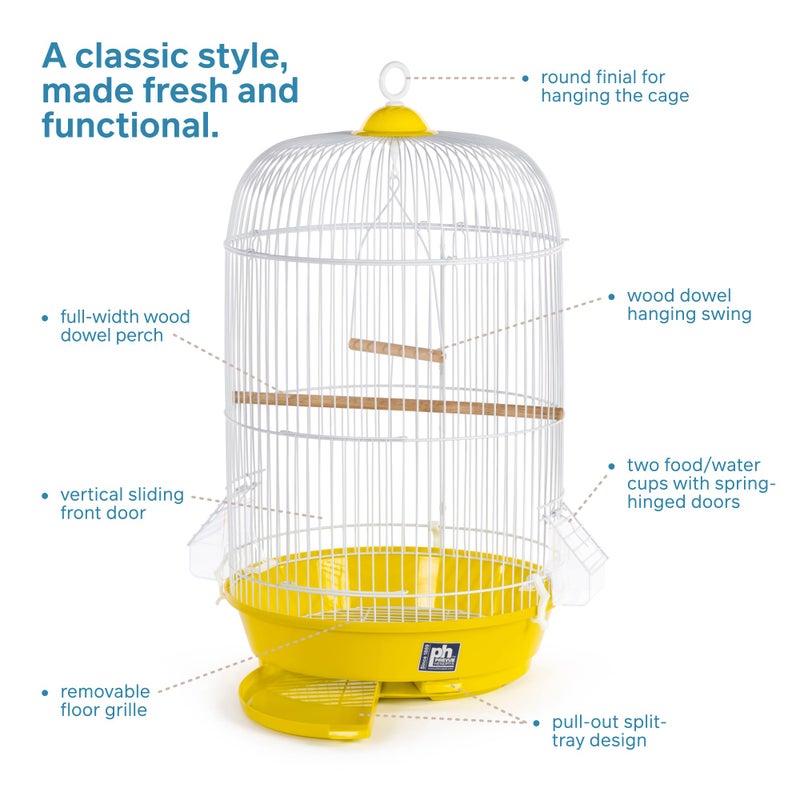 PH Prevue Hendryx Prevue Hendryx SP31999Y Classic Round Bird Cage, Yellow - Image 3